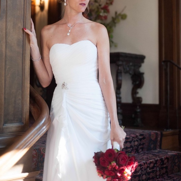 Symphony of Venus Ruched Strapless Wedding Dress - Picture 1 of 11